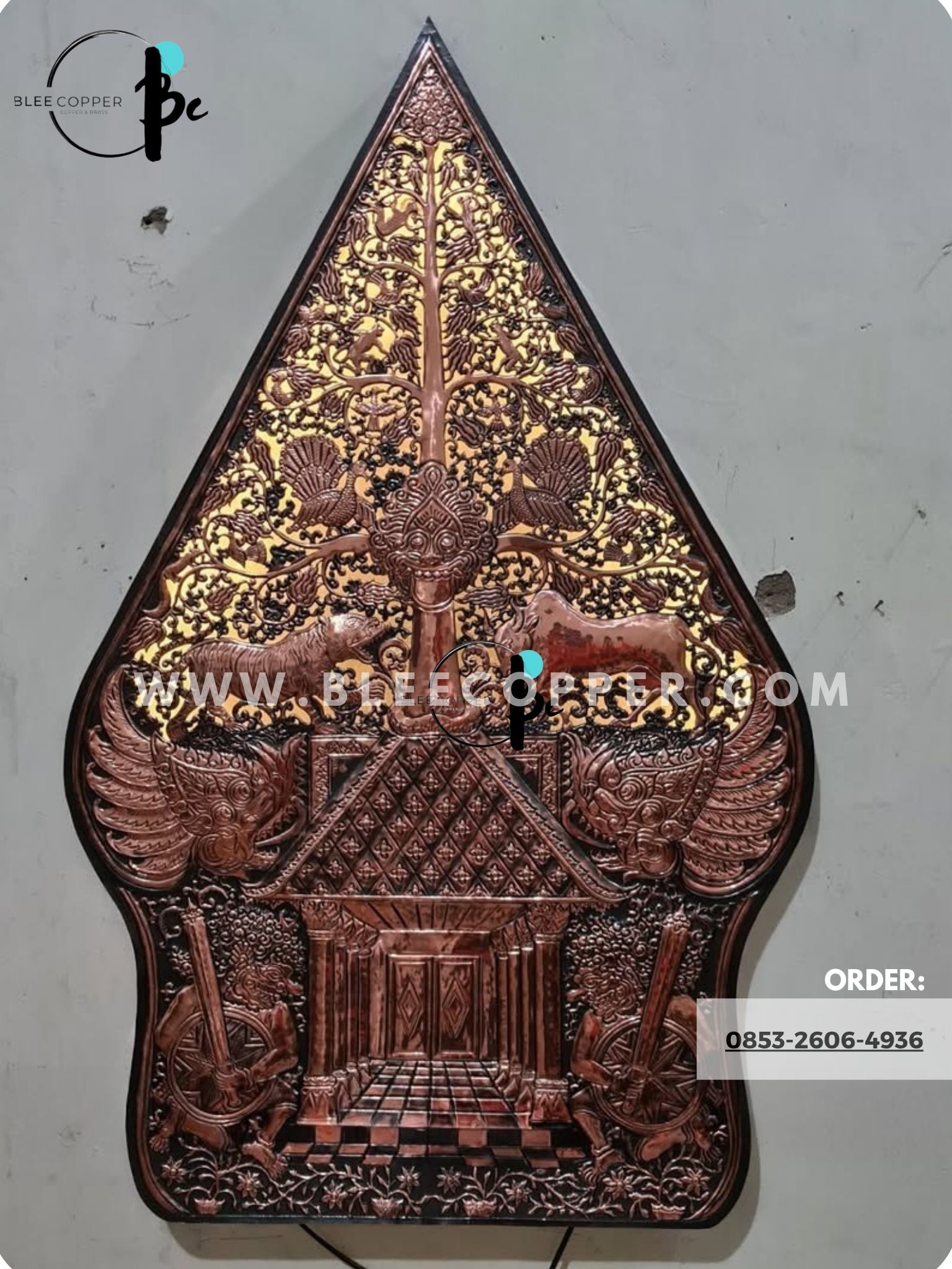 Hiasan Dinding Gunungan Wayang Tembaga